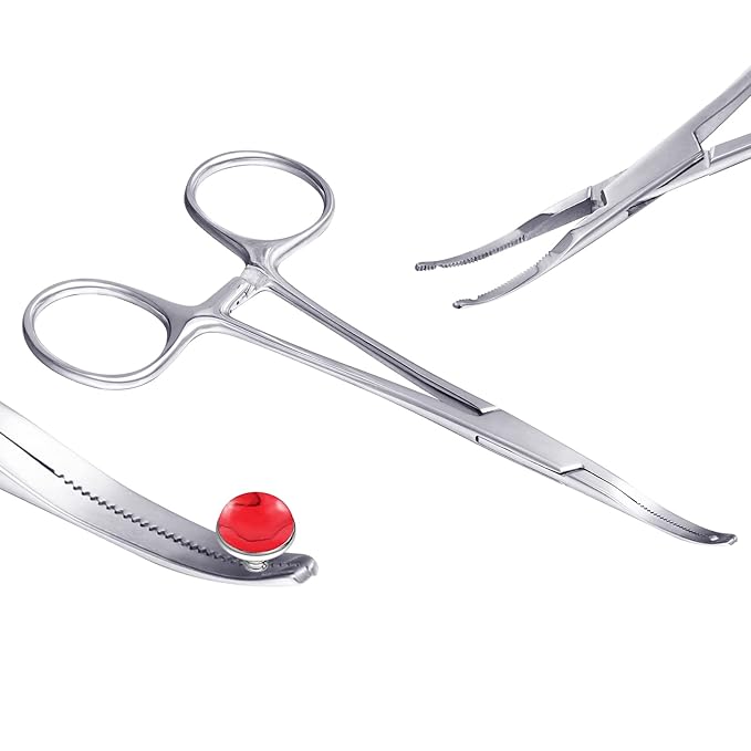 DJCIW Dermal Anchor Forceps Tool,6" Professional Micro Dermal Surface Anchor Holder Pliers Staineless Steel Body Art Piercing Forceps Hemostat Clamp Tool