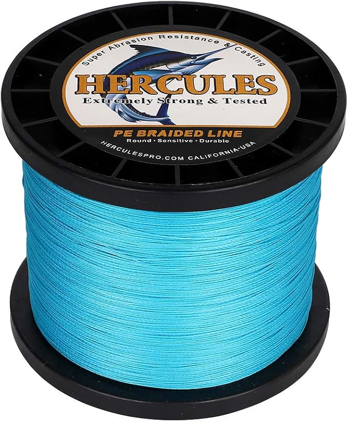HERCULES Cost-Effective Super Cast 8 Strands Braided Fishing Line 10LB to 300LB Test for Salt-Water,109/328/547/1094 Yards(100M/300M/500M/1000M),Diam.#0.12MM-1.2MM,Hi-Grade Performance,Variety Colors