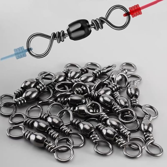 260Pcs/Box with Stainless Steel Fishing Barrel Swivels 150Pcs /Barrel Swivels with Snaps 110Pcs Mix,High Strength Connector for Quick Change Fishing Lure or Line Tackle Saltwater Freshwater