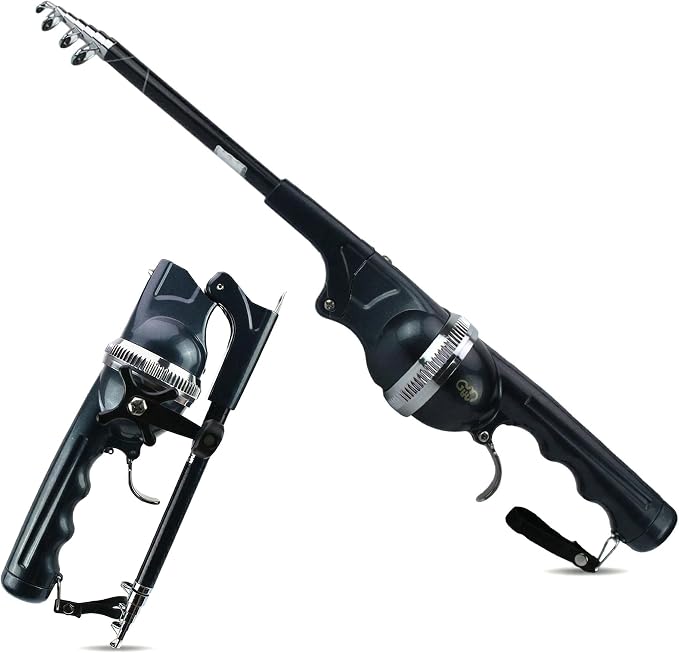Telescopic Fishing Rod & Reel Combo – Ultra-Portable-Foldable Travel Fishing Pole Kit, Sturdy Fiberglass Build for Hiking, Backpacking, and Outdoor Adventures