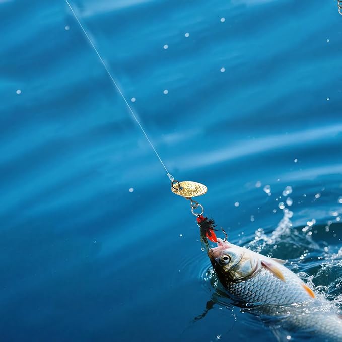 5-Pack Artificial Fly Fishing Lures with Spinner Blades, Ideal for Bass, Trout, Sunfish & Pike Fishing