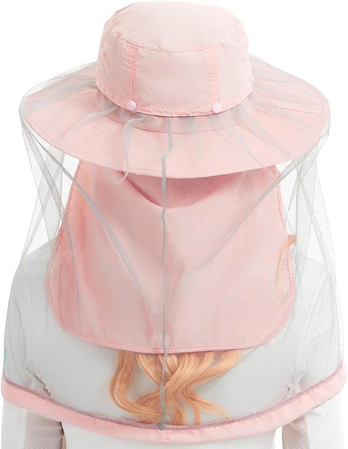 BASSDASH UPF 50+ Mosquito Sun Hat with Hidden Head Net and Neck Flap for Men Women Outdoor Fishing Hiking Camping