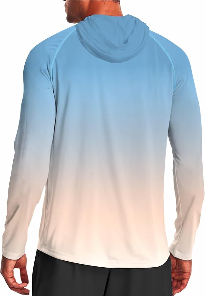Men's UPF 50+ Sun Protection Hoodie Shirt Long Sleeve SPF Fishing Outdoor UV Hiking Lightweight Shirts