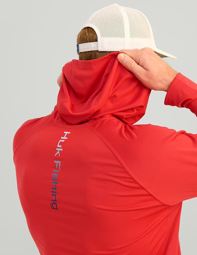 HUK Mens Pursuit Vented Long Sleeve Hoodie, Fishing Shirt with Hood