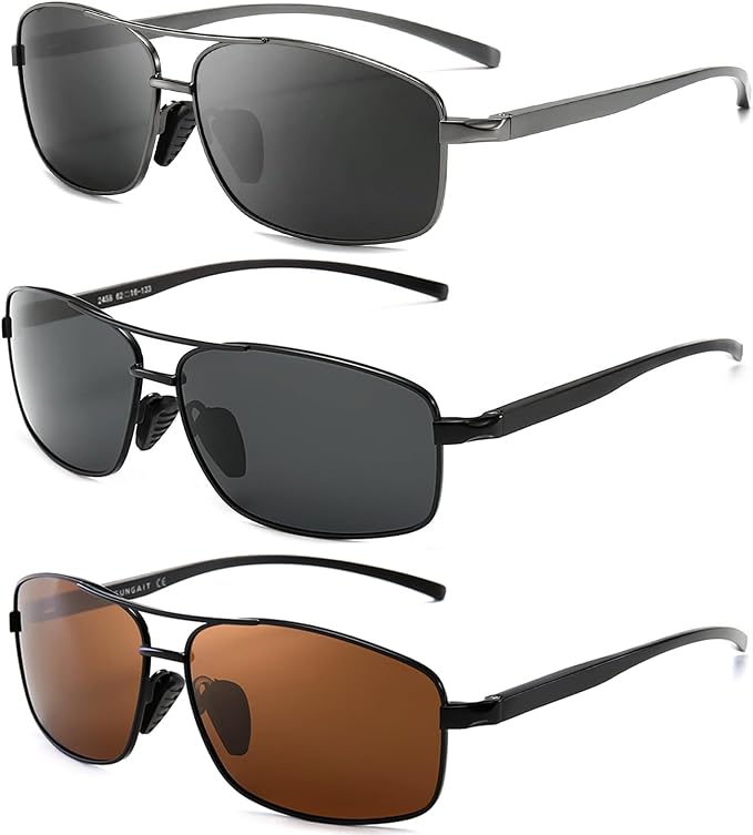 SUNGAIT Ultra Lightweight Rectangular Polarized Sunglasses Men UV400 Protection