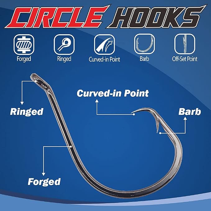 XFISHMAN Circle-Hooks-Fishing-Equipment-Octopus-Hooks-Saltwater-50 Pack #1 –12/0