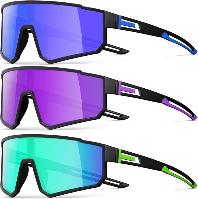 3 Pack Polarized Running Sunglasses for Women Mens Sunglasses UV Protection for Cycling Baseball Fishing