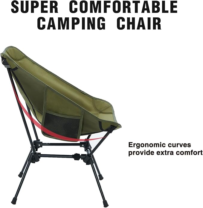 MOON LENCE Portable Camping Chair Backpacking Chair - The 4th Generation Ultralight Folding Chair - Compact, Lightweight Foldable Chairs for Hiking Mountaineering, Beach (Green-2Pack)