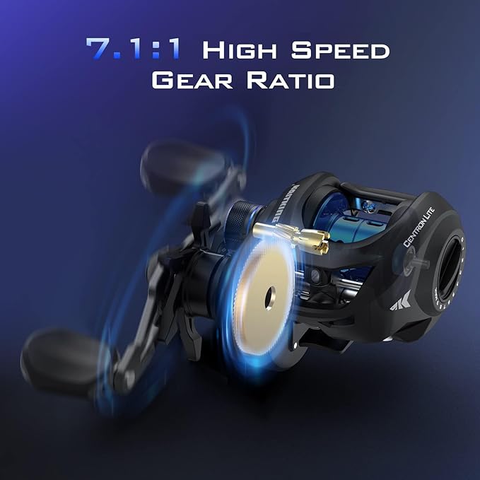 KastKing Centron Lite Baitcasting Fishing Reel – Lightweight, Glass Fiber Infused Nylon Frame – 7.6 OZ – 5 + 1 Anti-Reverse Ball Bearings, 7.1:1 High-Speed Gear Ratio Fishing Reel with Compact Design