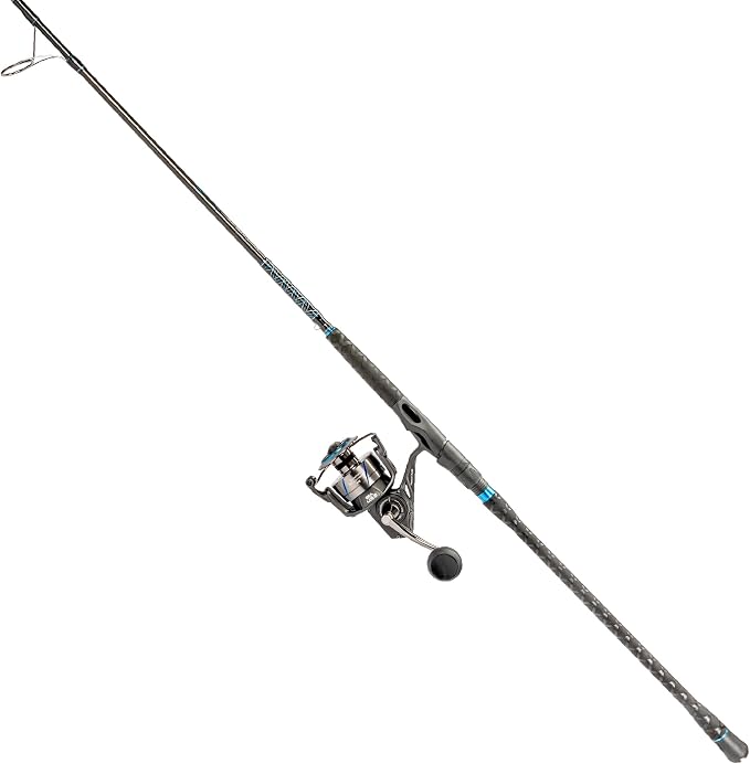 Quantum Benchmark Spinning Reel and Fishing Rod Combo, Graphite Composite Blank, 5+1 Bearings, Silver/Blue