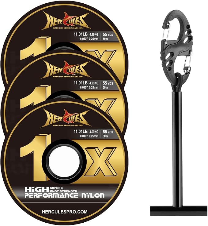 HERCULES Fly Fishing Tippet 3 Pack with Fly Tippet Holder, 55 Yards