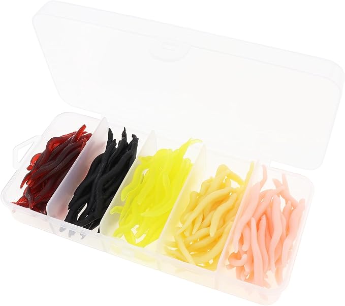 150pcs Soft Fishing Lures Baits, Trout Worm Earthworm Bait Lifelike Fake Worm, Plastic Lifelike Fake Earthworm (1.57 inch)