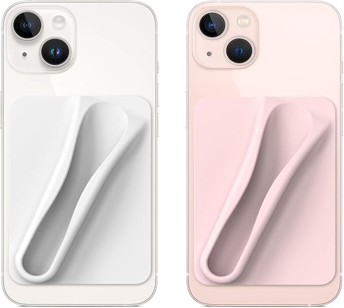 DOB SECHS 2PCS Silicone Lip Holder for Cell Phone Lipstick Lip Glaze Phone Case Adhesive Back Stick On Holder for iPhone and Android Phones, Grey+Pink