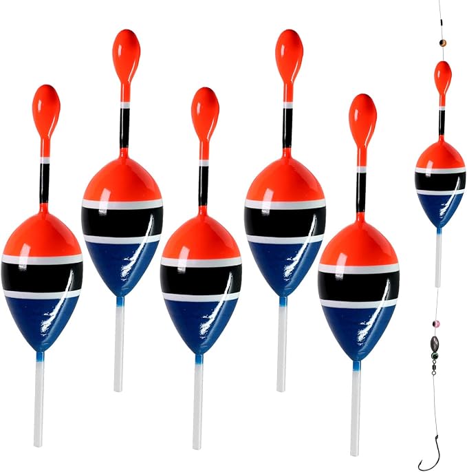 THKFISH Fishing Floats Bobbers Slide Floats Balsa Fishing Bobber Slip Bobbers for Crappie Panfish Trout Bass (1/2oz 2"x5.28") (1/6 1.6"x4.8") 5Pcs
