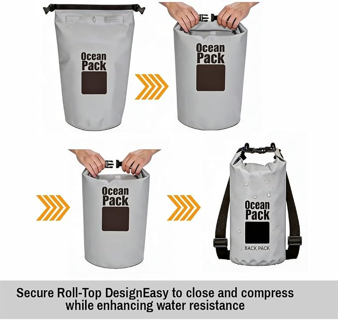 Waterproof Dry Bag Set of 3 (15L 20L 30L) - PVC Roll Top Dry Bags Waterproof - Backpack for Kayaking, Camping, Beach & Travel (Pink, light blue, gray)