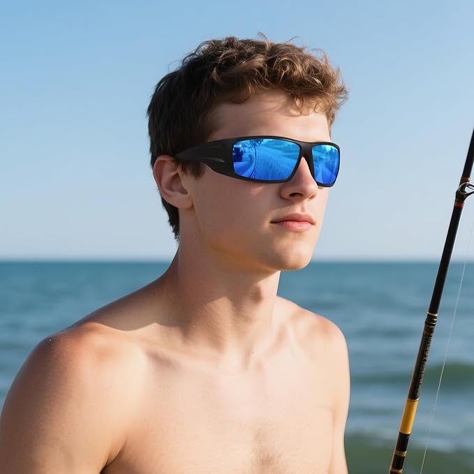 Polarized Sports Sunglasses for Men Women Unbreakable Frame Cycling Fishing Wrap Around Sunglasses UV400 Protection