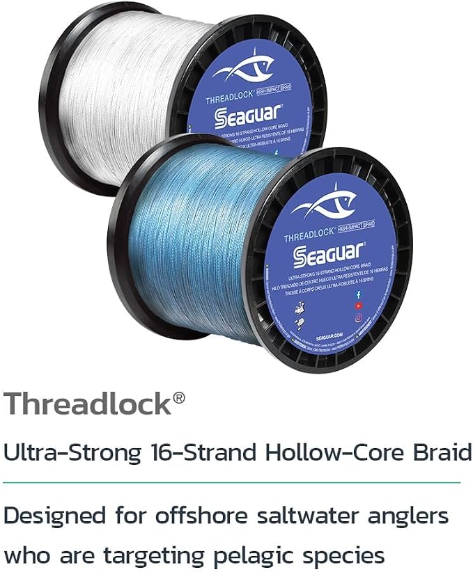 Seaguar Threadlock Braided Fishing Line, Low Visibility White, Multiple Sizes