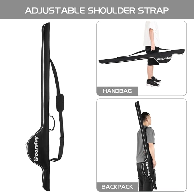 Fishing Rod Bag - 63 Inch Rod & Reel Protective Case, Portable Folding Pole Case, Waterproof Tackle Storage & Organizer