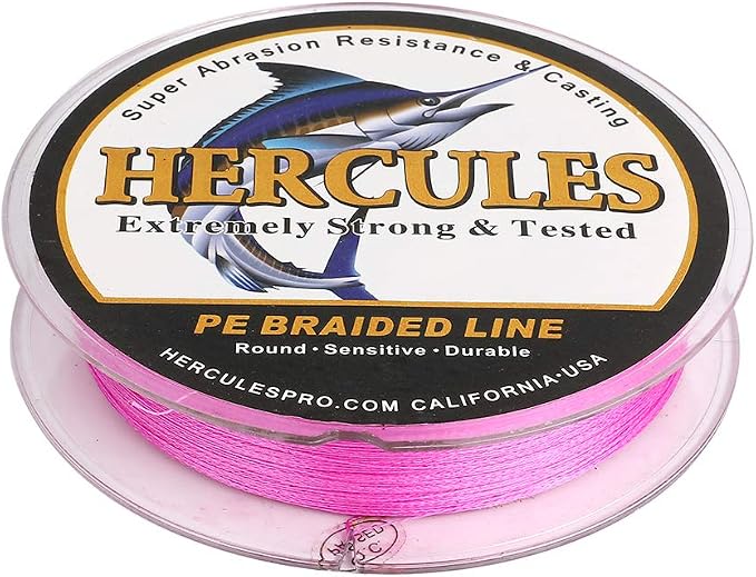 HERCULES Cost-Effective Super Strong 4 Strands Braided Fishing Line 6LB to 100LB Test for Salt-Water, 109/328 / 547/1094 Yards (100M / 300M / 500M / 1000M), Diam# 0.08MM - 0.55MM, Hi-Grade