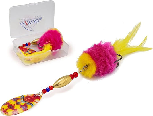 Pike Musky Walleye Fishing Lure Spinnerbait with Feathered Hooks Rooster Tail Fishing Lures Spoon Lures Baits with Tackle Box