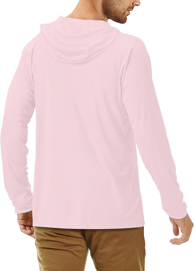 Roadbox UPF 50+ Fishing Shirts for Men, Long Sleeve UV Sun Protection Hoodie, Outdoor Hiking Running Swimming Rash Guard