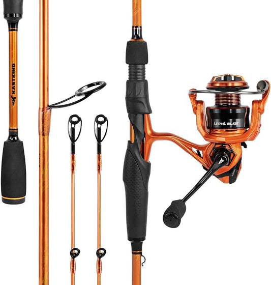 KastKing Lethal Blaze Twin-Tip Spinning Rod and Reel Combo, Size 5000 Spinning Reel, 7'4" Medium-Heavy Power, 2-Piece Rod with Twin-Tips