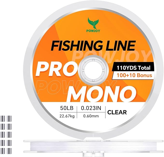 Pro Monofilament Fishing Line with Knot Instruction Cards for Multi Purpose Cost Effective, Strong Yet Thin Nylon String for Big Fishes, Tangle-Free & UV Resistant, 15/20/30/50/80LB