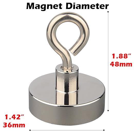 MUTUACTOR 2packs Neodymium Magnets Heavy Duty,120 lbs Pulling Force Fishing Magnet Rare Earth Magnet,Super Strong Round Magnet for Sweeping Picking Retrieving Metal Tools