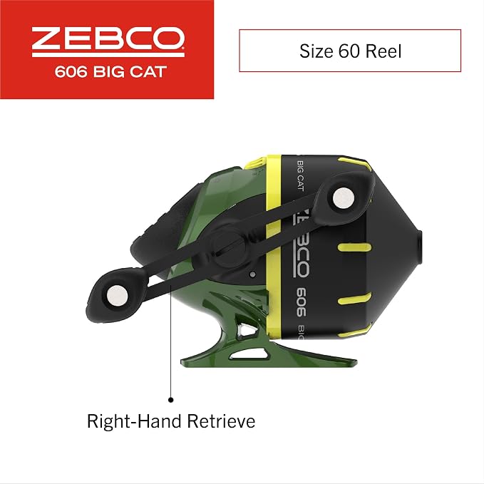 Zebco 606 Big Cat Spincast Reel and Fishing Rod Combo, 7-Foot 2-Piece Telescopic Rod, Medium-Heavy Power, Size 60 Reel, 11-Piece Eagle Claw Tackle Kit