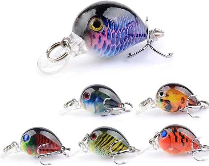Micro Fishing Lures Crankbaits Baits Lure，Mini Fishing Lure Swimbaits Micro Crank Baits Topwater Lures for Freshwater Saltwater Bluegill Pumpkinseeds Trout Perch with Tackle Boxes