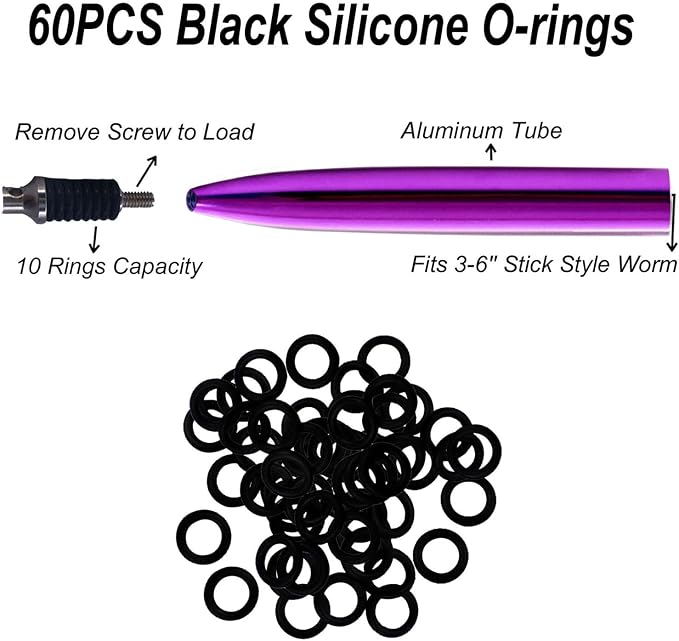 Wacky Rigging Tool, Fishing Bait Rigs, Wacky Rig Ring Tool with 70PCS Worm O-Rings, Wacky Worm Kit for Senko Neko Finesse Stick Soft Baits