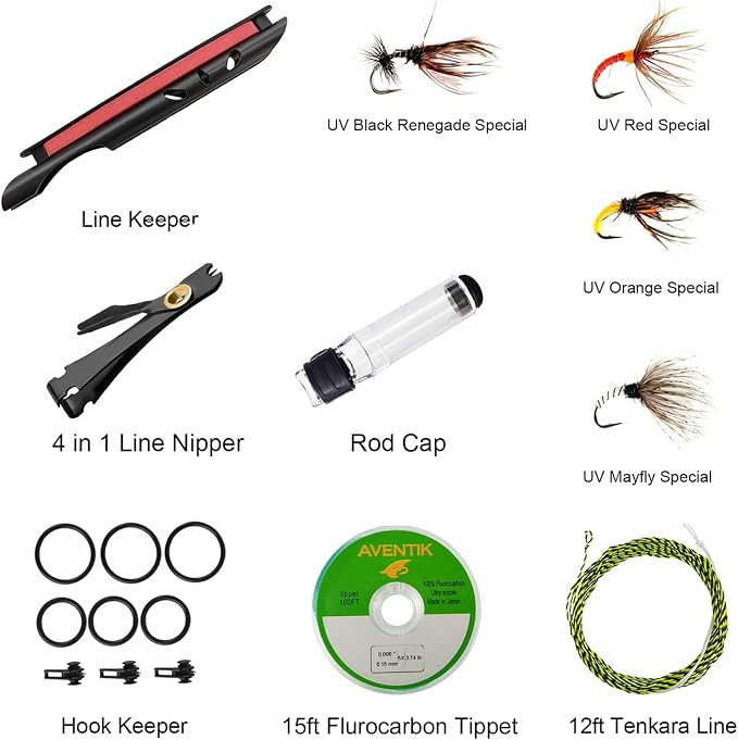 Aventik FreshStart Tenkara Rod in 7ft/8ft,Action 7:3 Complete Beginner Tenkara Rod Kit, 24T Carbon Fiber, Easy to Cast Flexible Durable Lightweight and Compact