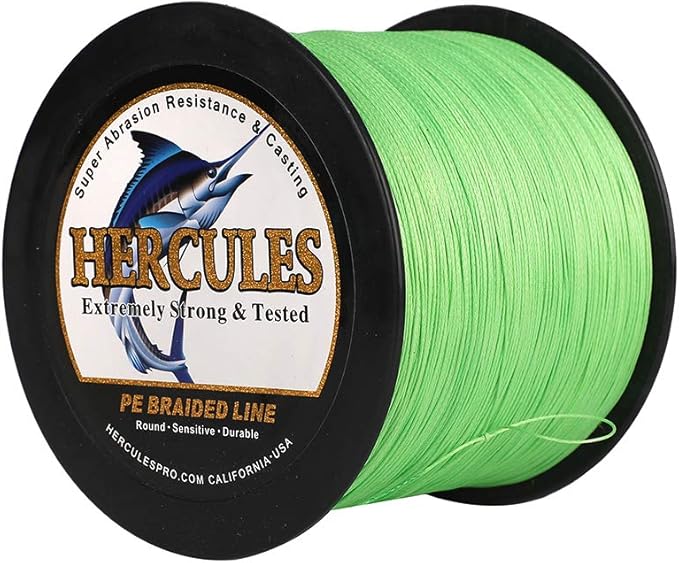 HERCULES Cost-Effective Super Cast 8 Strands Braided Fishing Line 10LB to 300LB Test for Salt-Water,109/328/547/1094 Yards(100M/300M/500M/1000M),Diam.#0.12MM-1.2MM,Hi-Grade Performance,Variety Colors