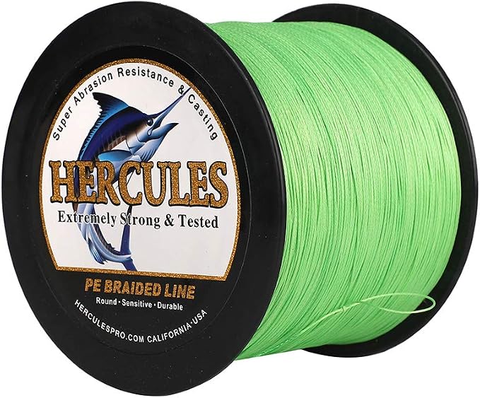 HERCULES Cost-Effective Super Cast 8 Strands Braided Fishing Line 10LB to 300LB Test for Salt-Water,109/328/547/1094 Yards(100M/300M/500M/1000M),Diam.#0.12MM-1.2MM,Hi-Grade Performance,Variety Colors