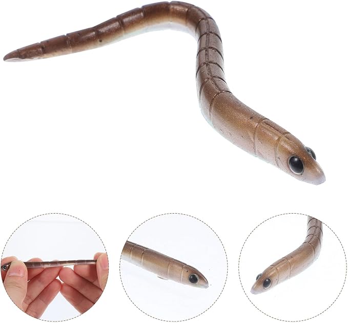 Homoyoyo Soft Fishing Lures Earthworm Baits 9cm 1. Colored Worms 10pcs Soft Plastic Lifelike Worms for Freshwater Bass Fishing