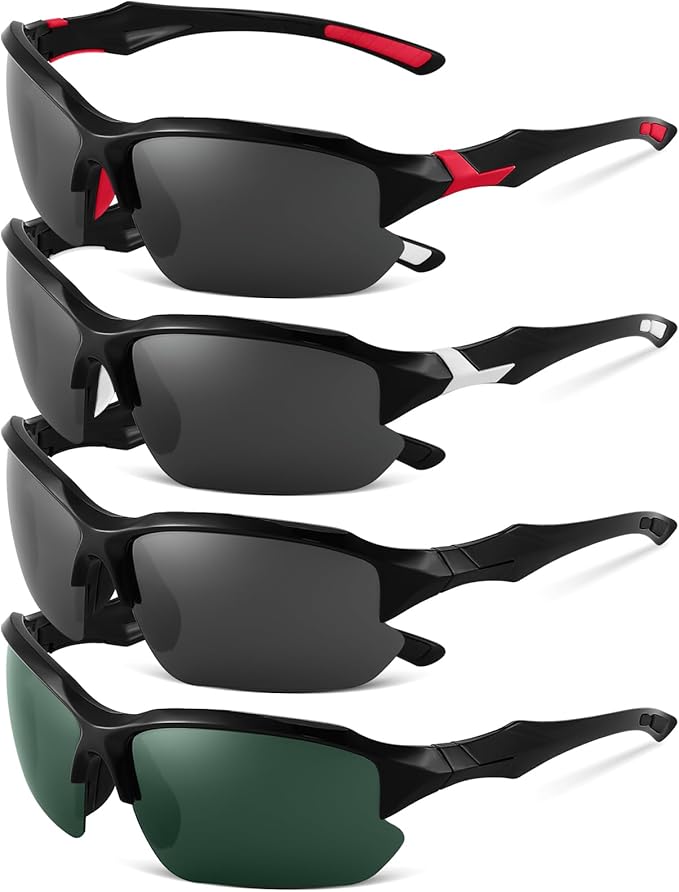 4 PACK Polarized Sport Sunglasses for Women Men UV Protection,Running Cycling Fishing Sunglasses Outdoor