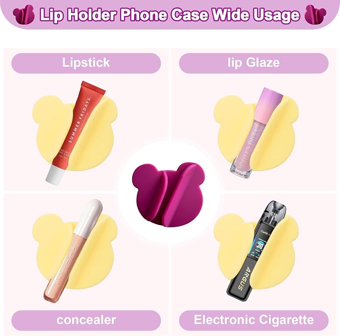 Lip Gloss Phone Case for Lipstick Lip Balm Compatible with All Phone Models Pink