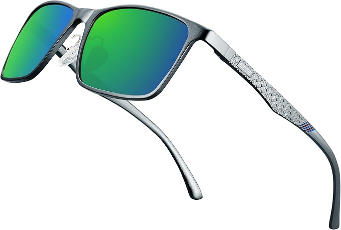 BIRCEN Polarized Mens Sunglasses for Driving: UV Protection Al-Mg Metal Sunglasses Lightweight Shades for Fishing Travel Golf