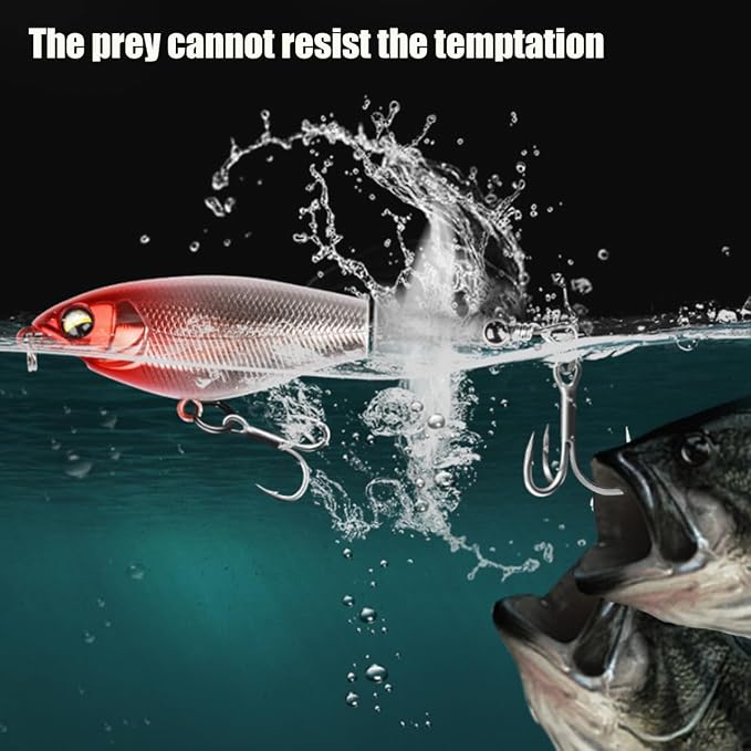 Topwater Fishing Lures with Floating Rotating Tail,Floating Lure for Bass Catfish, Water Fishing Lure for Freshwater or Saltwater, 5pcs with Storage Box.
