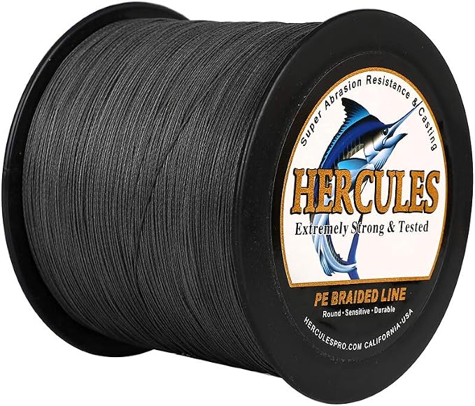 HERCULES Cost-Effective Super Strong 4 Strands Braided Fishing Line 6LB to 100LB Test for Salt-Water, 109/328 / 547/1094 Yards (100M / 300M / 500M / 1000M), Diam# 0.08MM - 0.55MM, Hi-Grade