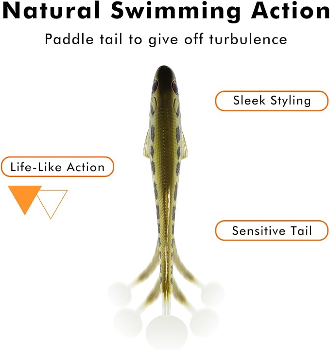 TRUSCEND Shadtale Easy Catch Soft Fishing Lures, Unique Vibration and Action for Various Rigs, Paddle Tail Swimbaits Trailer for Bass, Trout, Crappie, Walleye, Redfish, Saltwater & Freshwater Fishing