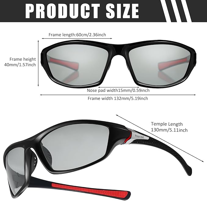 TOODOO 4 Pairs Men Polarized Sunglasses with UV Protection Driving Glasses Sports for Sport Outdoor Activities