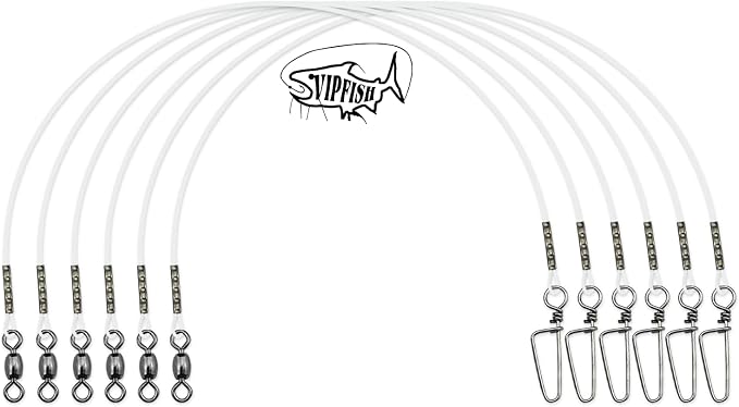 Fishing Fluorocarbon Leader with Crane Swivel and Snaps - Heavy Duty 20-80lb Fluorocarbon Leader Connects Lures, Bait, or Hooks for Saltwater & Freshwater Fishing