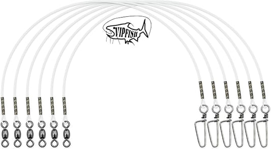 Fishing Fluorocarbon Leader with Crane Swivel and Snaps - Heavy Duty 20-80lb Fluorocarbon Leader Connects Lures, Bait, or Hooks for Saltwater & Freshwater Fishing