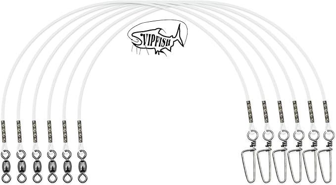 Fishing Fluorocarbon Leader with Crane Swivel and Snaps - Heavy Duty 20-80lb Fluorocarbon Leader Connects Lures, Bait, or Hooks for Saltwater & Freshwater Fishing
