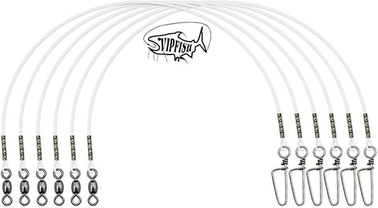 Fishing Fluorocarbon Leader with Crane Swivel and Snaps - Heavy Duty 20-80lb Fluorocarbon Leader Connects Lures, Bait, or Hooks for Saltwater & Freshwater Fishing