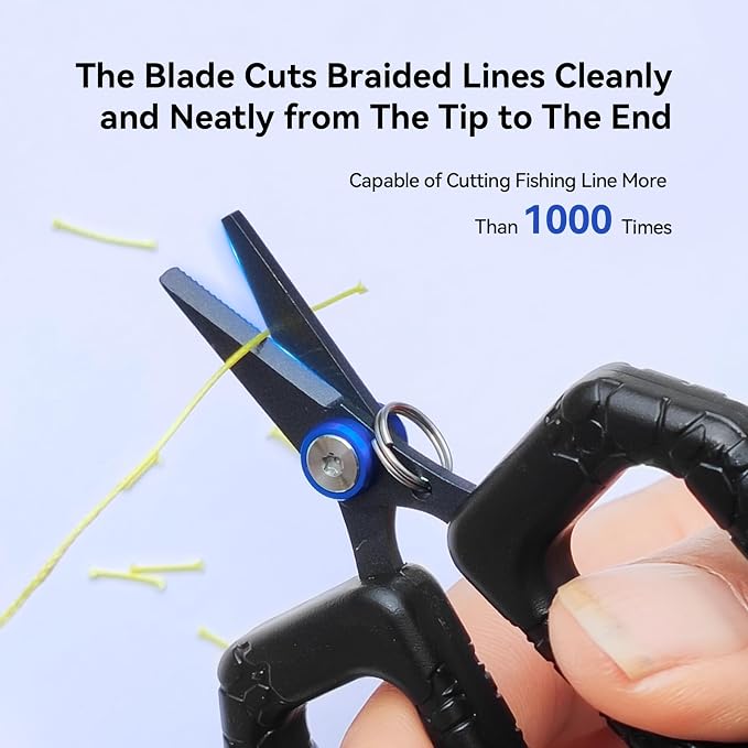 Fishing Scissors for Braided Line Fishing Line Cutter with Serrated Blades,Braid Mono & Fluorocarbon Scissors for Saltwater Fishing Gear with Coiled Lanyard