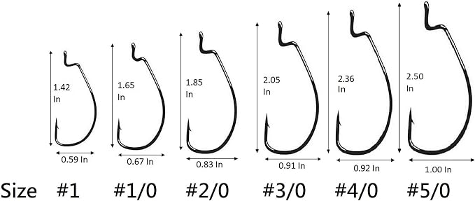 Angler's Grotto EWG Offset Shank Worm Hook | 15/25 Count Per Pack | Freshwater Saltwater Fishing Hooks | High Carbon Steel Extra Strength | Size #1#1/0#2/0#3/0#4/0#5/0