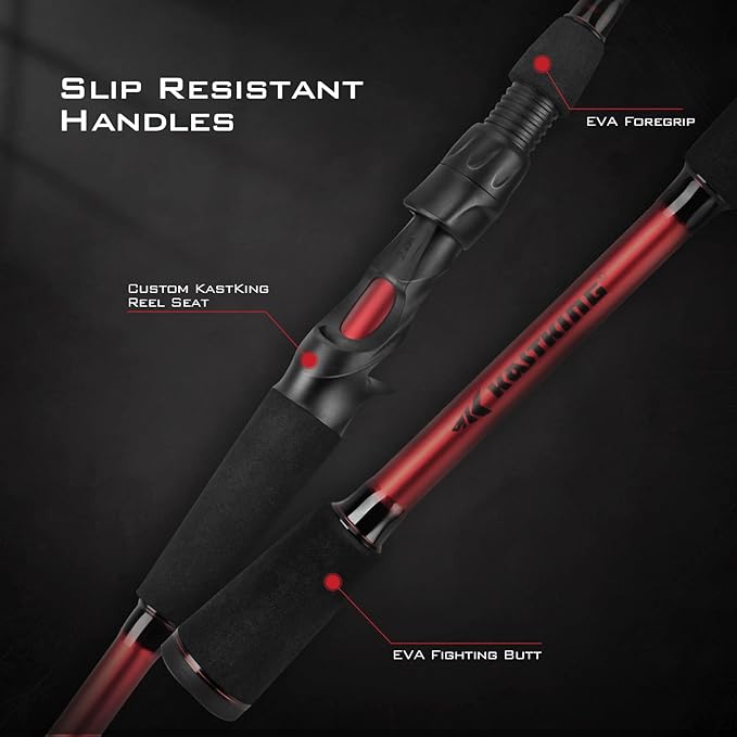 KastKing Royale Advantage Fishing Rod, Spinning Rod & Casting Rod, IM6 Graphite Blanks, 2-Pieces Rods with Extra Tip Section,KastFlex Technology, Power Transition System, EVA Handle