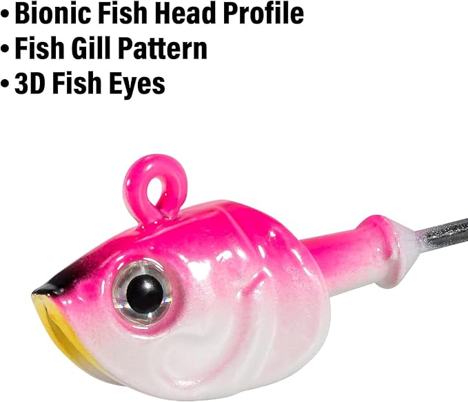 Dr.Fish 10 Pack Swimbait Jig Heads, Saltwater Fishing Jig Heads 3D Eyes High Carbon Steel Hooks Surf Fishing Lures Flounder Striper Halibut Pompano Bass